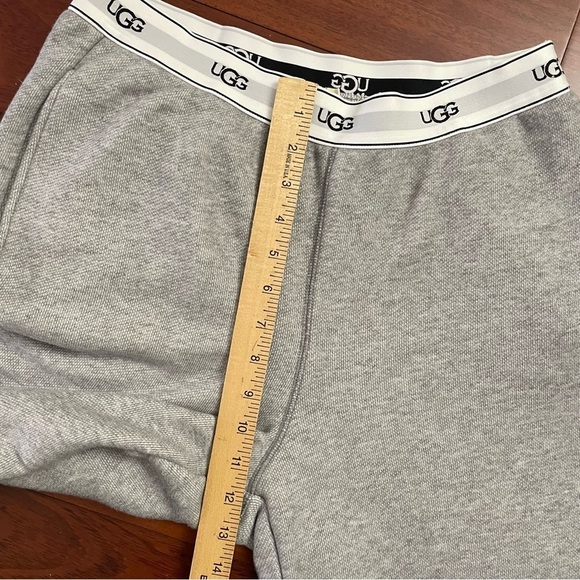 UGG Judie Lounge Pants Wide Leg Heather Gray Logo Waistband Women's Sz L  B12 - Picture 7 of 9